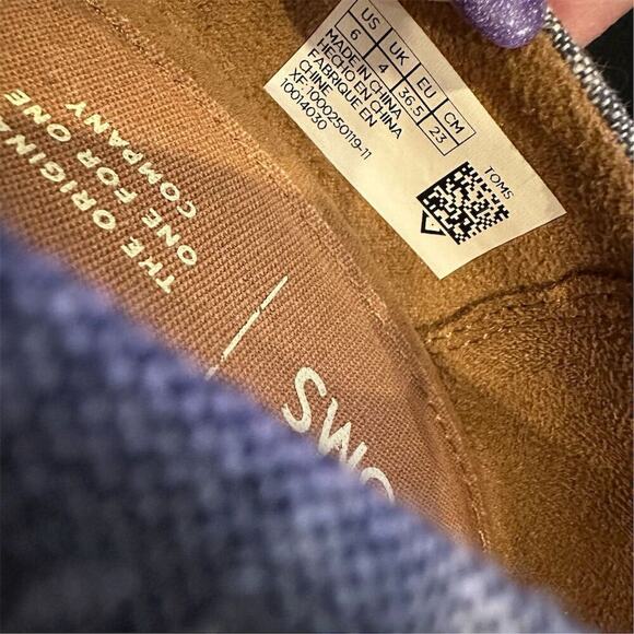 TOMS Women's Blue Chambray Wedge Slip-On Peep Toe Heels Casual size 6 - Picture 9 of 12